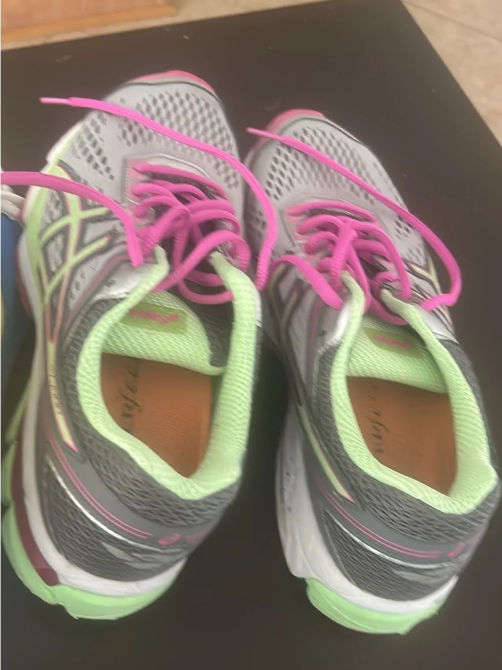 Asics Gray and Pink Women’s Running Sneakers with Mint Trim